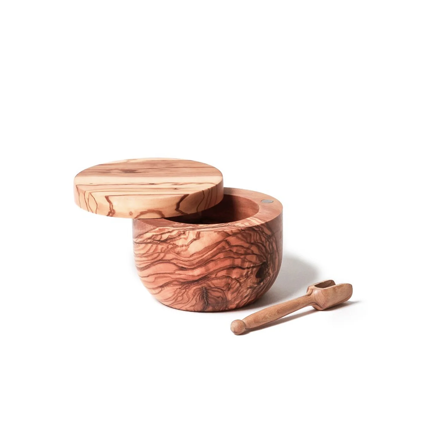 Berard Olivewood Salt Pot with Magnetic Lid and Scoop - Image 2