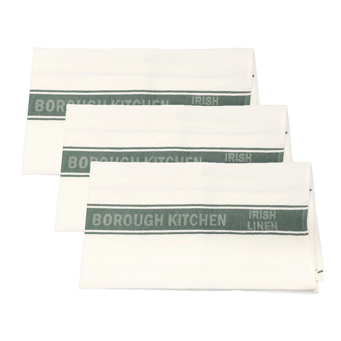 Borough Kitchen Irish Linen Tea Towel / Pack of 3 / Green