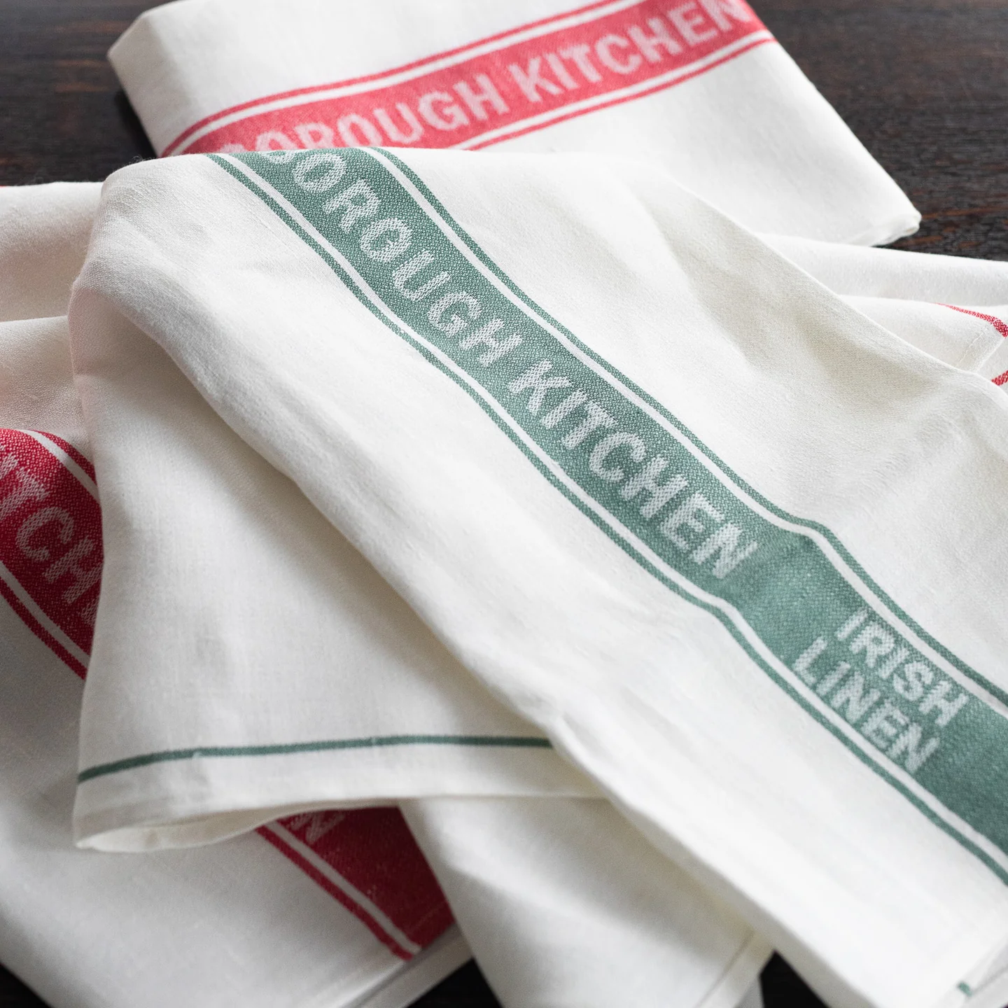 Borough Kitchen Irish Linen Tea Towel / Pack of 3 / Green - Image 2