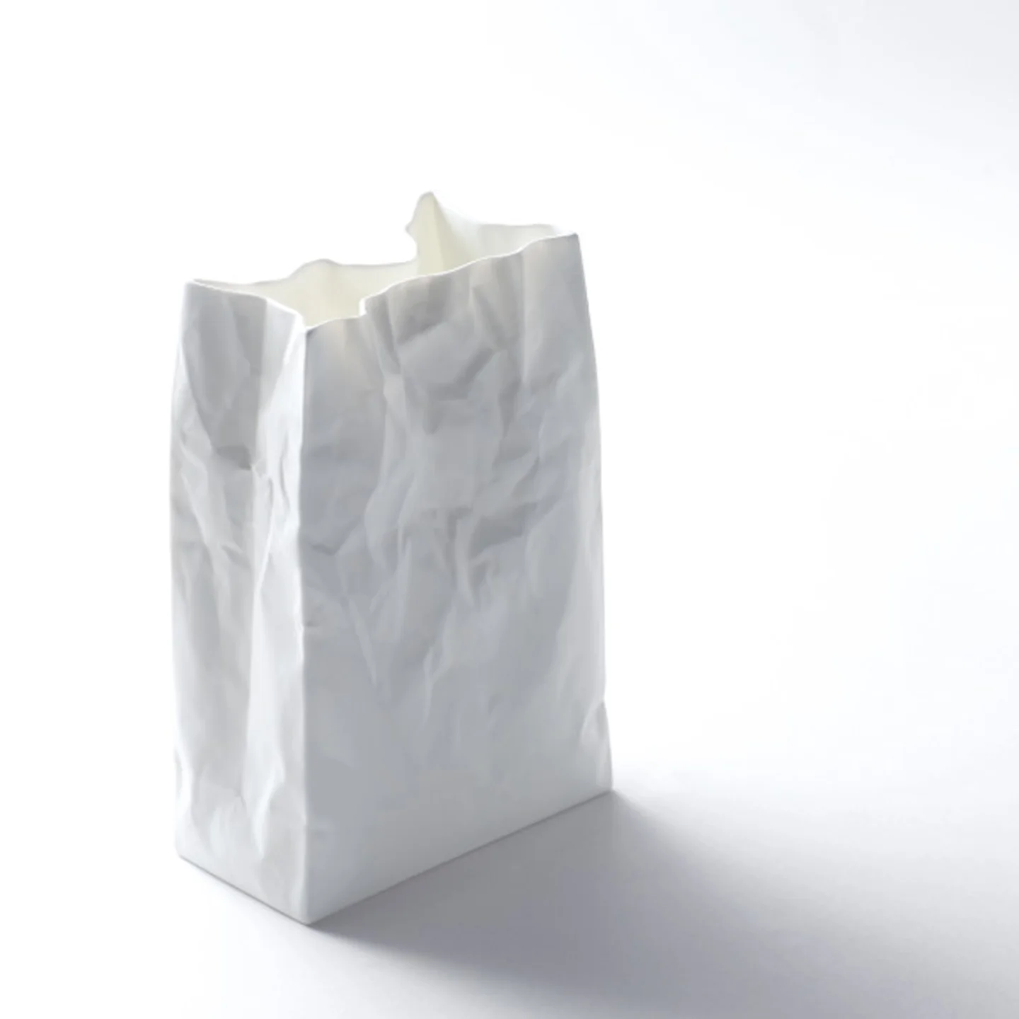 Ceramic Japan Porcelain Crinkle Superbag Vase / White - Image 5