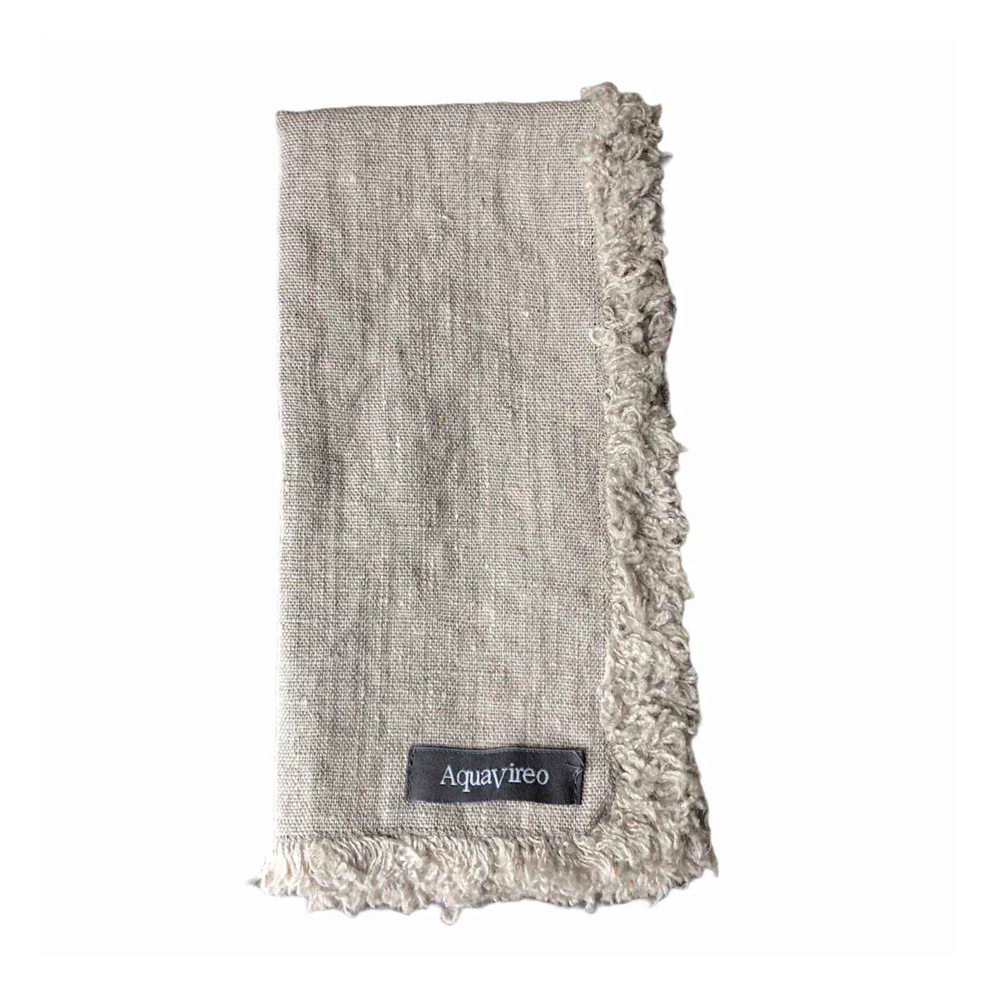 AquaVireo Fringed Linen Napkins / Pack of 4 / 47x47cm / Natural - Image 4