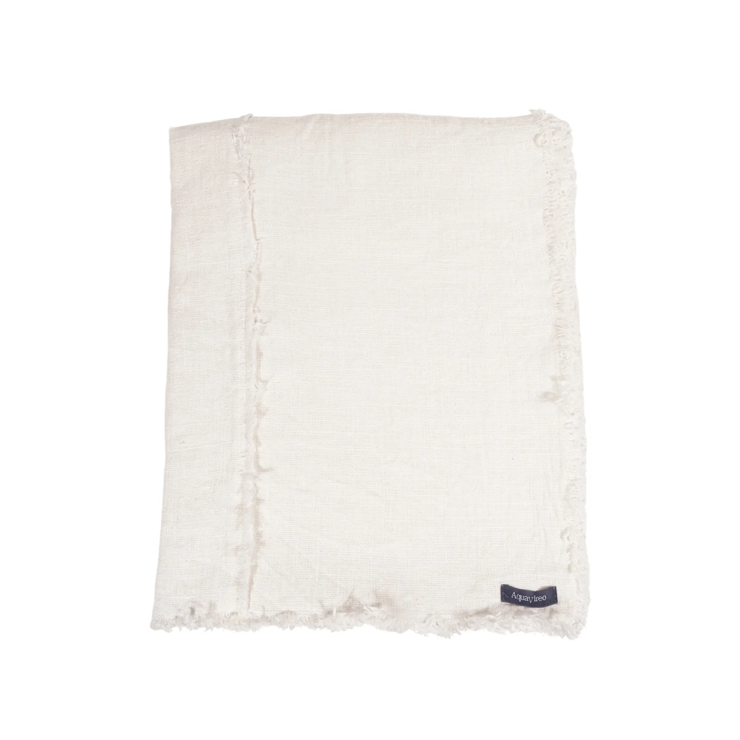 AquaVireo Fringed Linen Tablecloth / White - Image 3