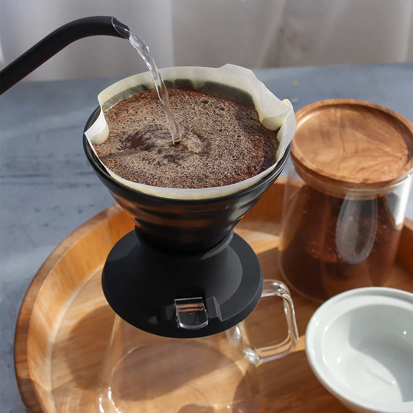 Hario Switch V60 Ceramic Immersion Coffee Dripper / Size 02 / Smokey Black - Image 2