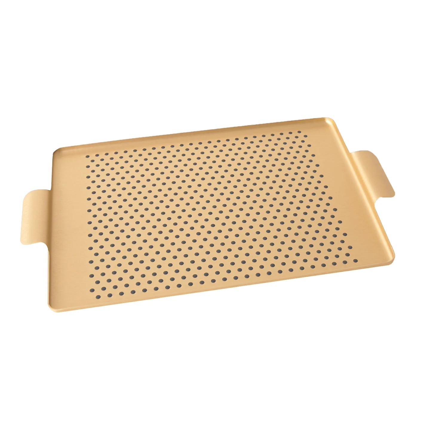 Kaymet Serving Tray Rectangle Gold and Rubber - Image 2