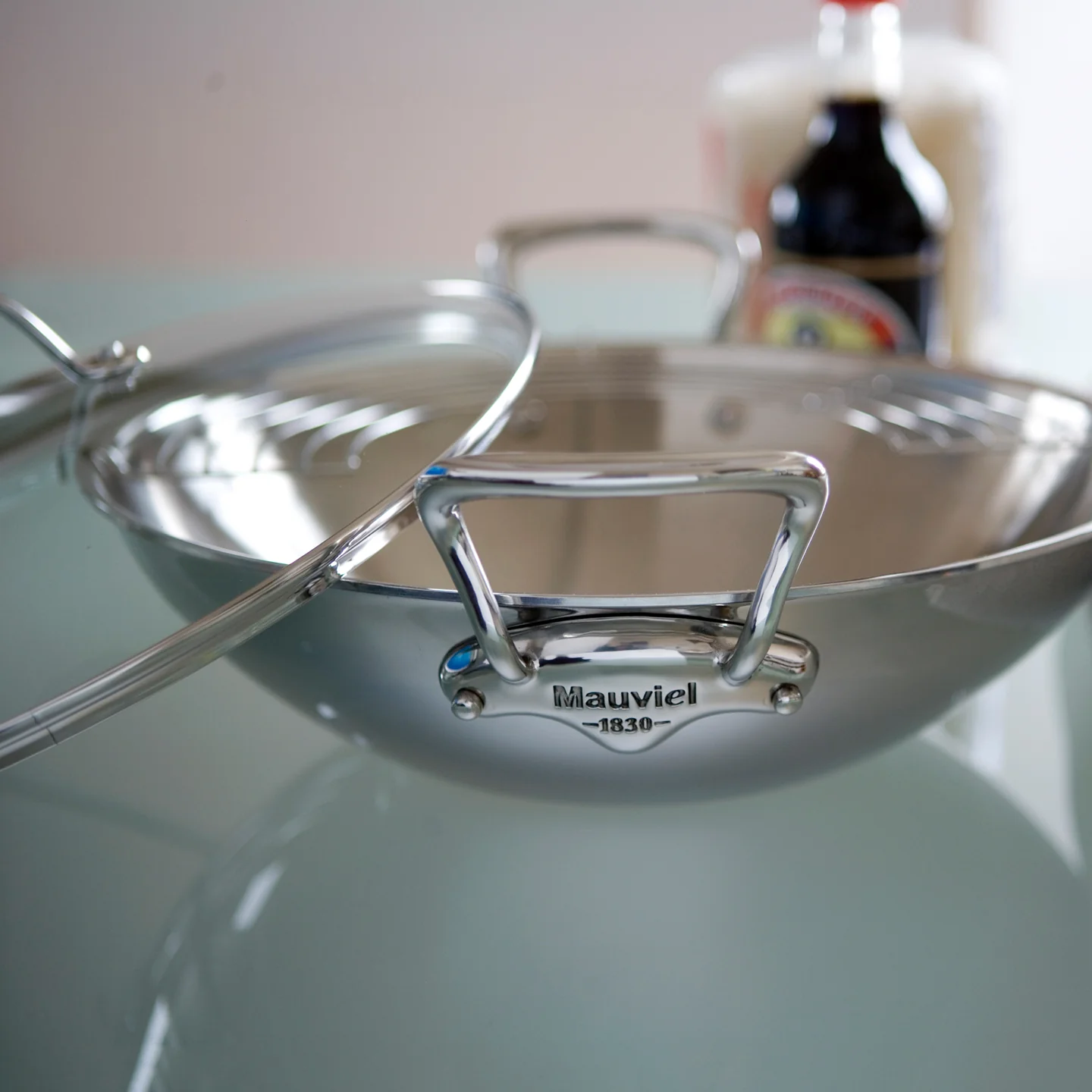 Mauviel M'Cook Wok 2 Handles with Glass Lid / 32cm - Image 2