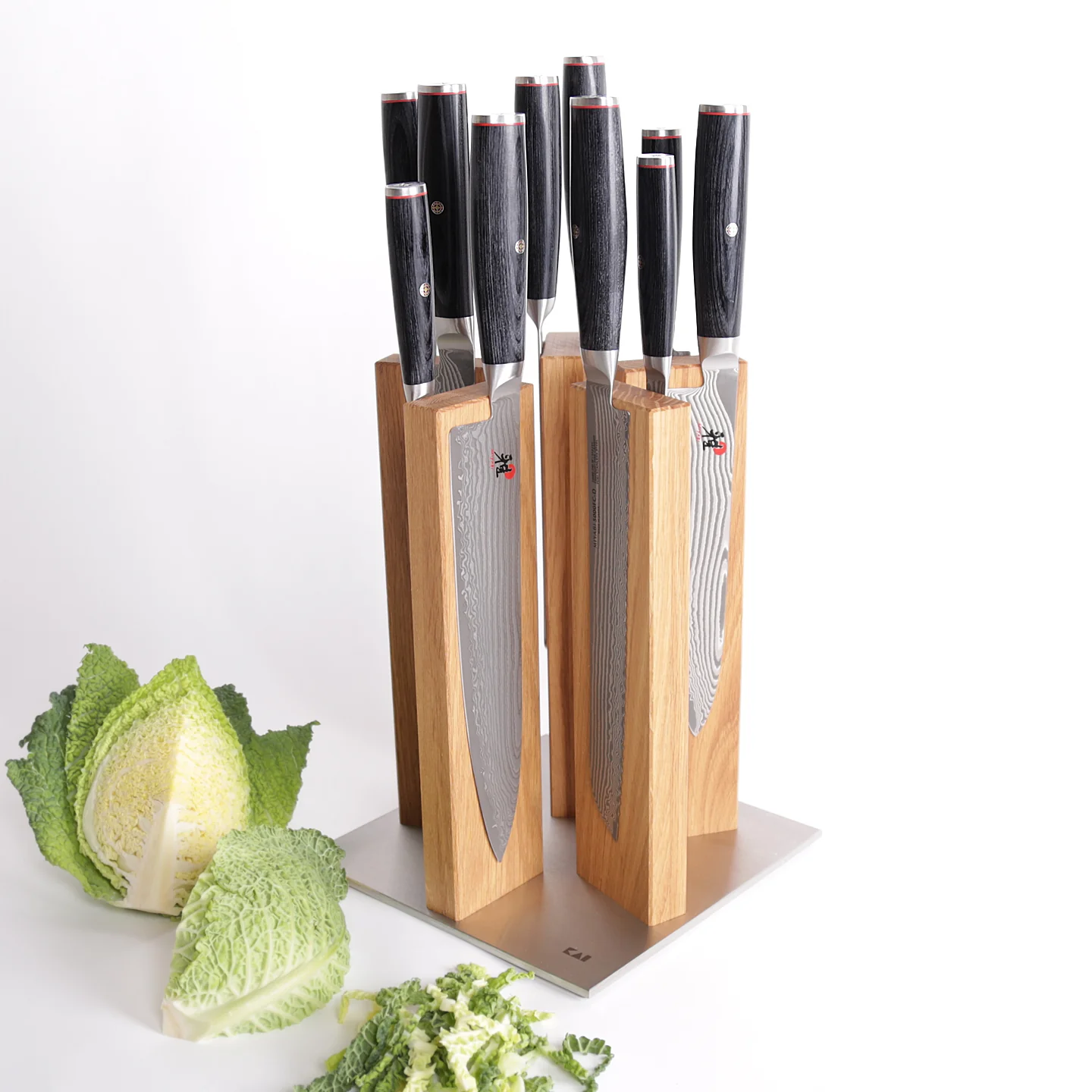 Miyabi 5000 FCD 10 Knife and Kai Block Set / Oak Block
