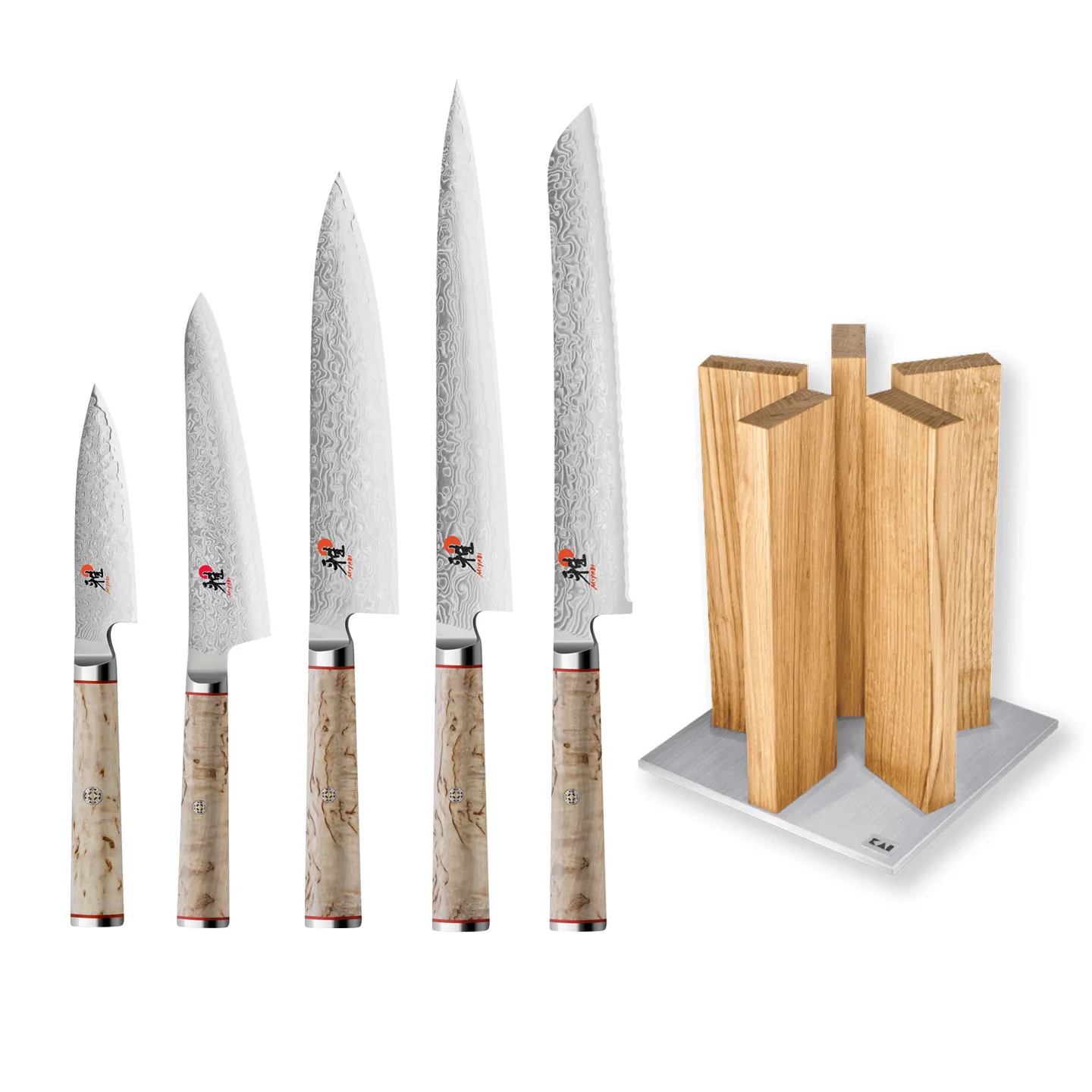 Miyabi 5000 MCD 5 Knife and Kai Block Set / Oak Block - Image 2