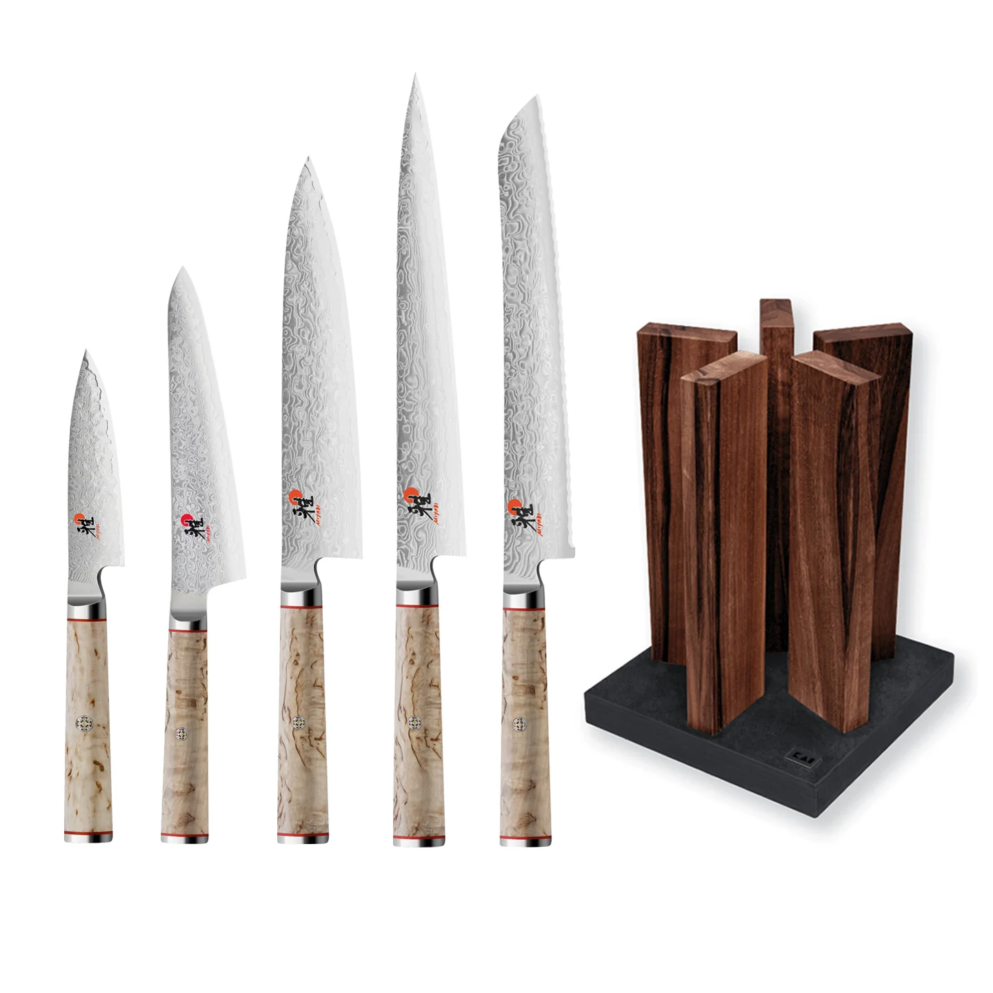 Miyabi 5000 MCD 5 Knife and Kai Block Set / Walnut Block - Image 2
