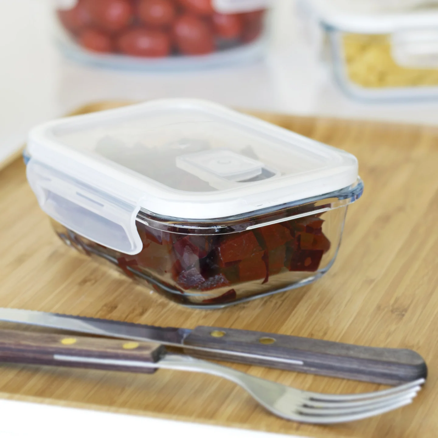 Pebbly Rectangular Glass Container - Image 2