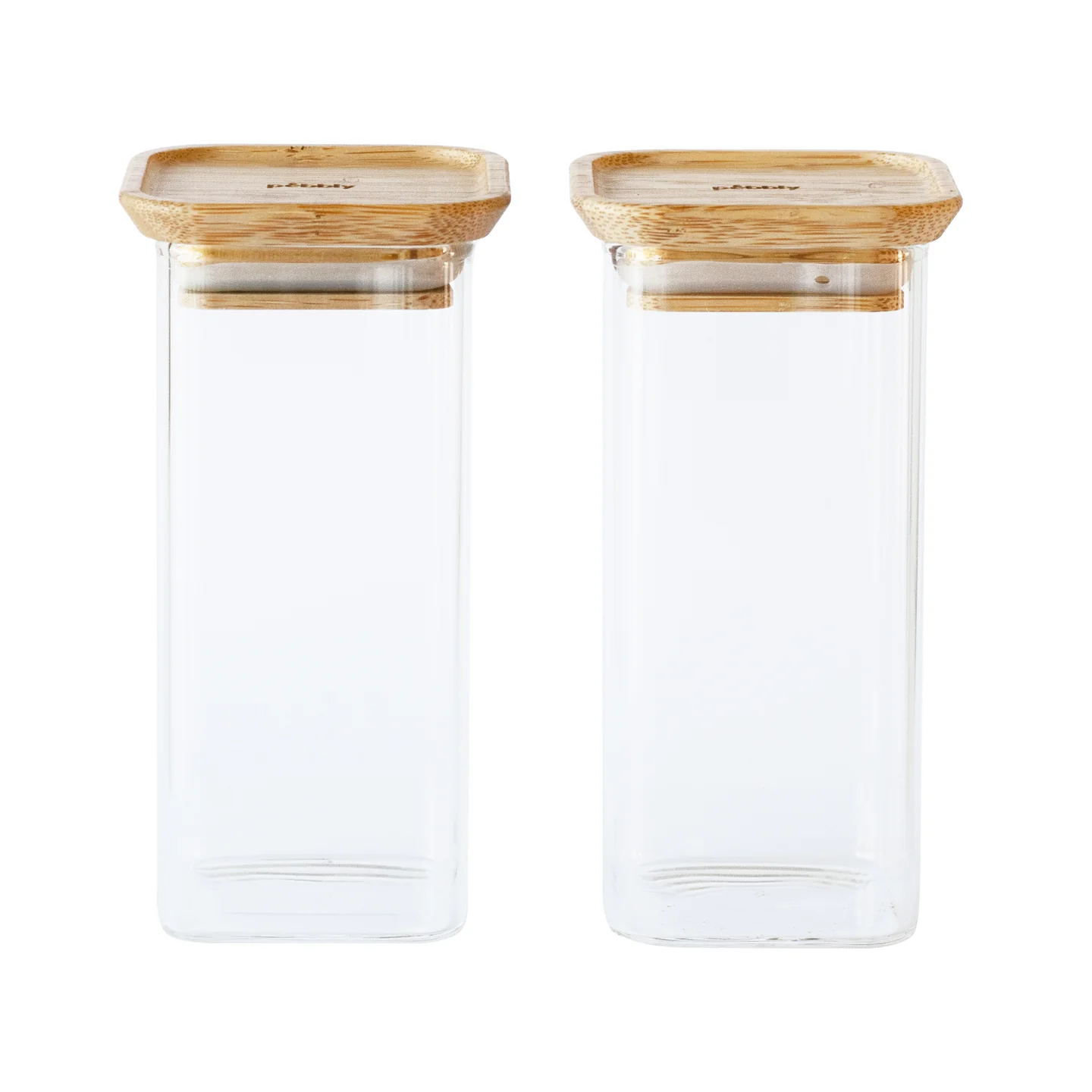 Pebbly Square Canister with Bamboo Lid / Set of 2 - Image 3