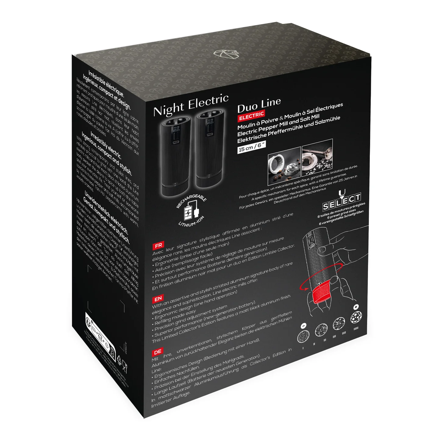 Peugeot Line u'Select Zirlion Electric Salt & Pepper Mill Set (New Model) / Black - Image 6
