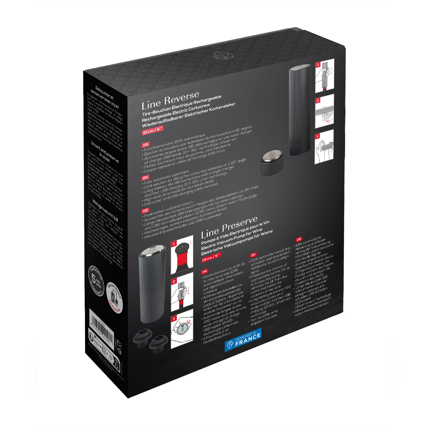 Peugeot Master of Wine Electric Wine Opener & Preserver Set / Black - Image 3