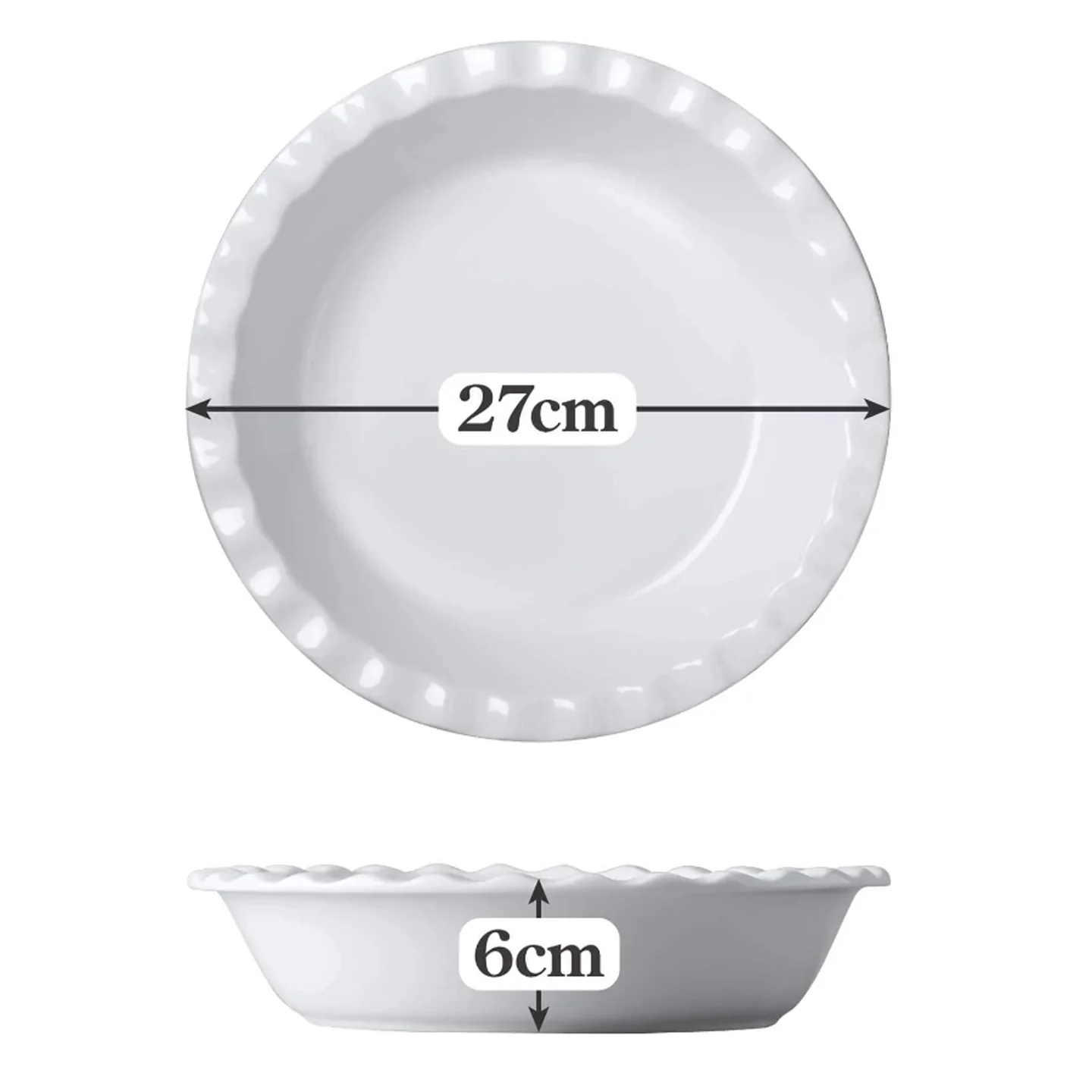 Porcelain Deep Crinkle Pie Dish / 27cm - Image 4