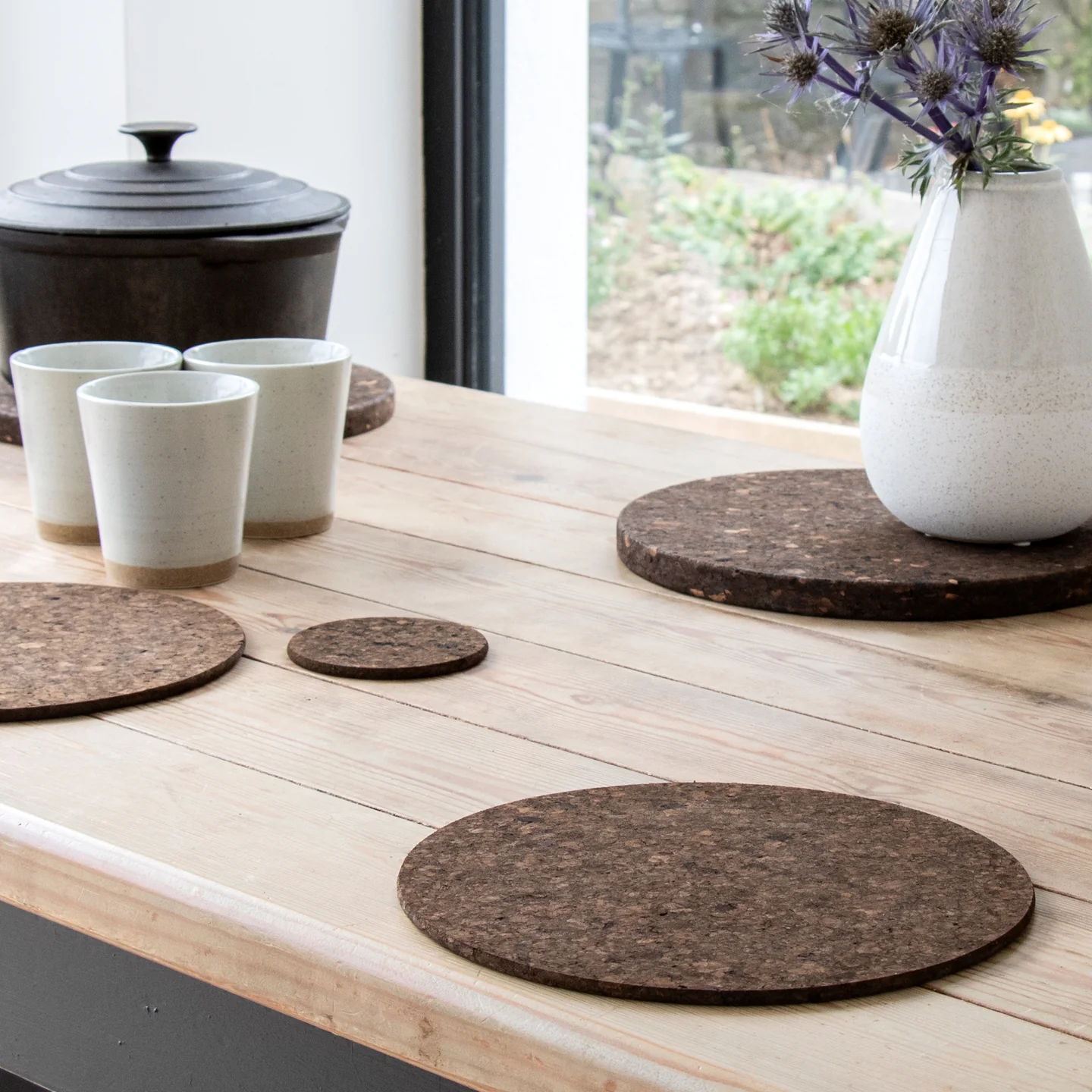 Smoked Cork Coasters 10cm / Set of 4 - Image 3