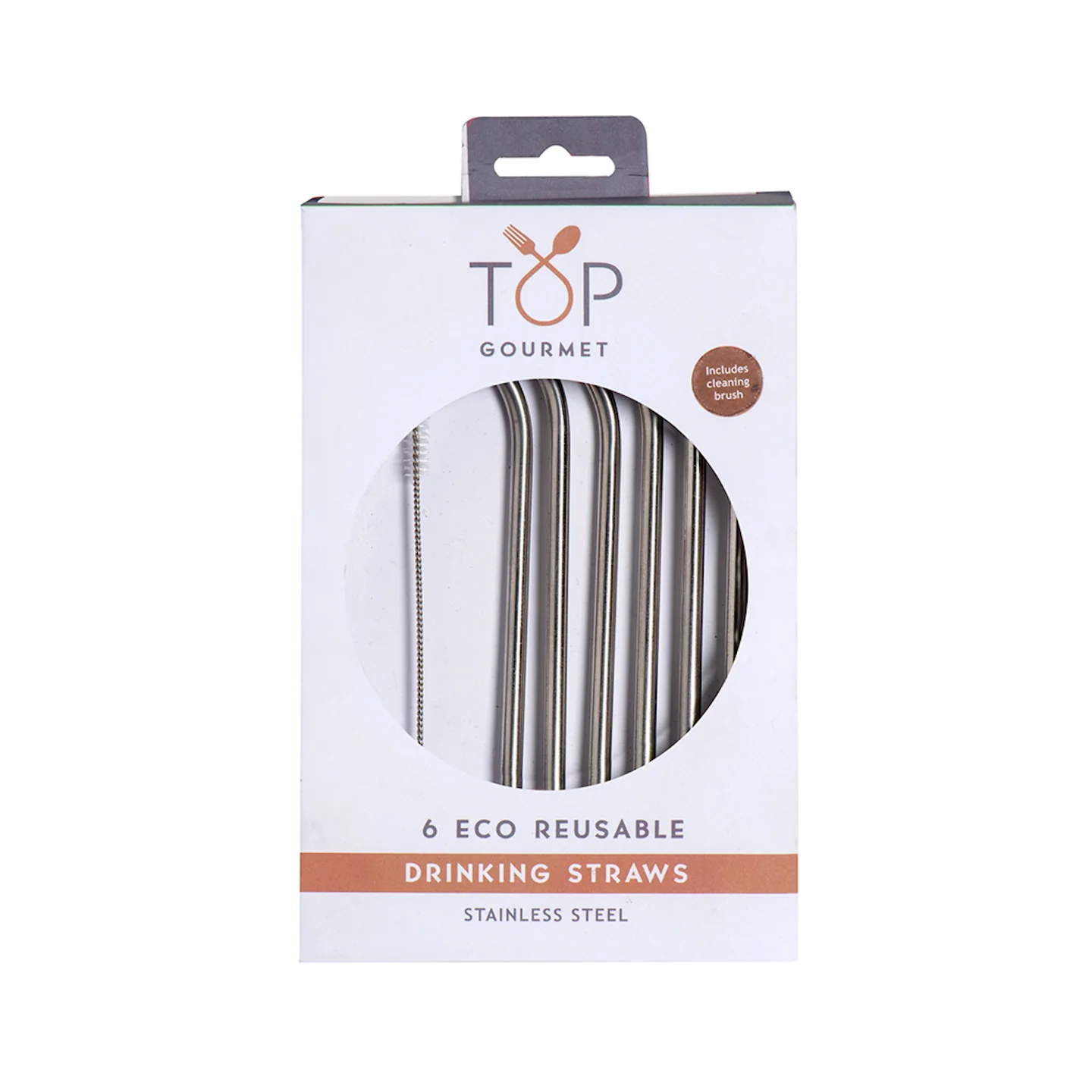 Stainless Steel Straws 6 Piece Set w / Cleaning Brush - Image 3