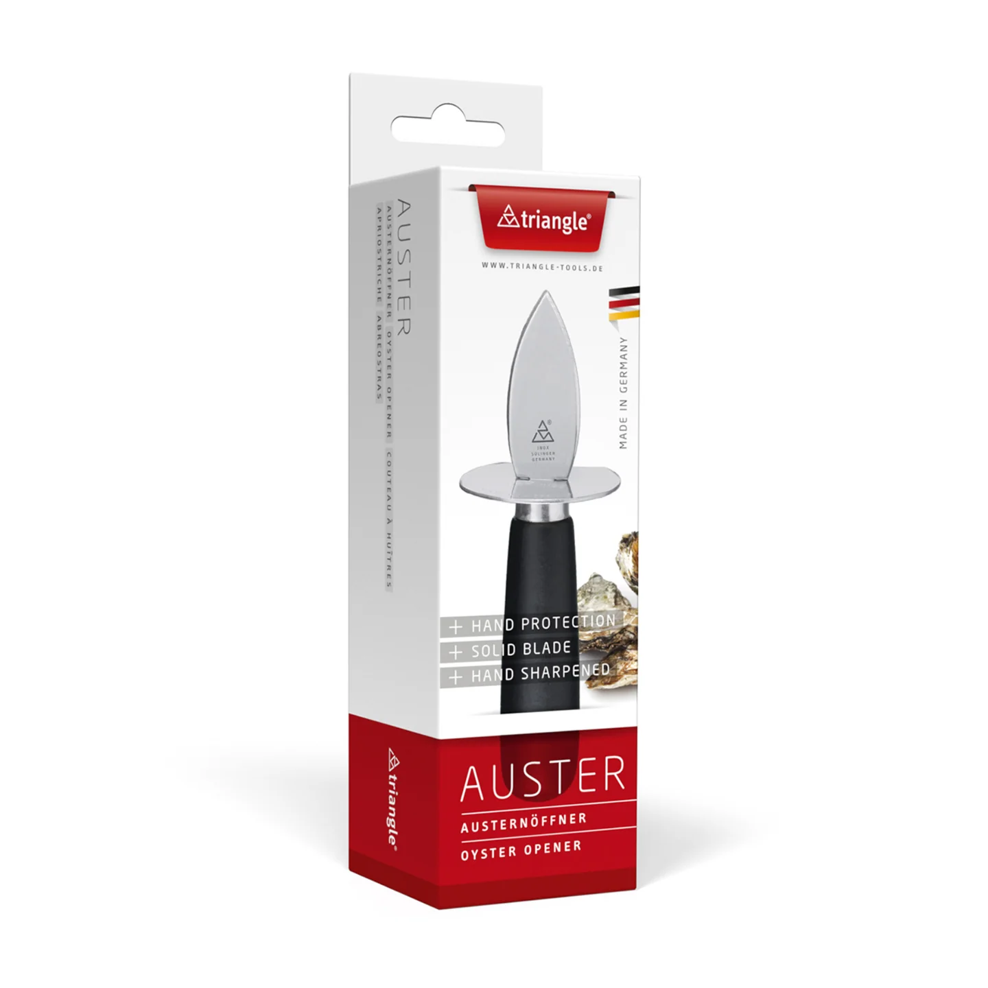 Triangle Oyster Knife / Black Wood Handle with Guard (Boxed) - Image 3
